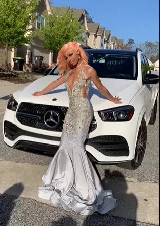 Luxury Satin Diamond Prom Dress Long Mermaid Evening Dress Y7950 by simplepromdress