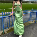 Sexy Green Long Satin Cut Out Prom Dress Long Evening Dress Y8549 by simplepromdress