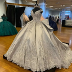 Luxurious Off The Shoulder Silver Quinceanera Dress,Silver Ball Gown Y1157 by simplepromdress