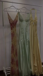 Elegant Yellow Halter Satin Beaded Prom Dress Slit Mermaid Party Evening Dress Y8426 by simplepromdress