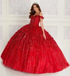 Emerald Green Hand Beaded Flower Ball Gown Quinceanera Dress Off Shoulder Sweetheart Gown Y293 by simplepromdress