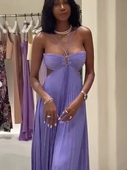 Gorgeous Purple A-line Pleated Prom Dress Purple Evening Dress Y7419 by simplepromdress