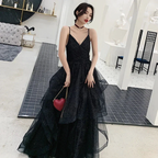 Black tulle sequins prom dress evening dress Y1021 by simplepromdress