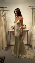 Elegant V Neck Memaid Evening Gown Satin Long Prom Dress With Beading Y7941 by simplepromdress