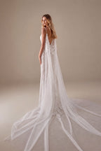 Shiny Mermaid Sexy Backless Wedding Dress Customized Modern Deep V Neck Bridal Gown With Cape Fantasy Sequined Classy Bride Wear - studio product image 2