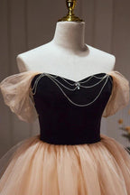 Chic Champagne Off The Shoulder Beading Tulle Short Homecoming Dresses by Cicinia