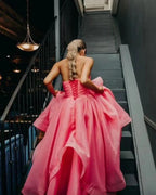 Elisa |Light Pink A Line Strapless Organza Prom Dress by KissProm
