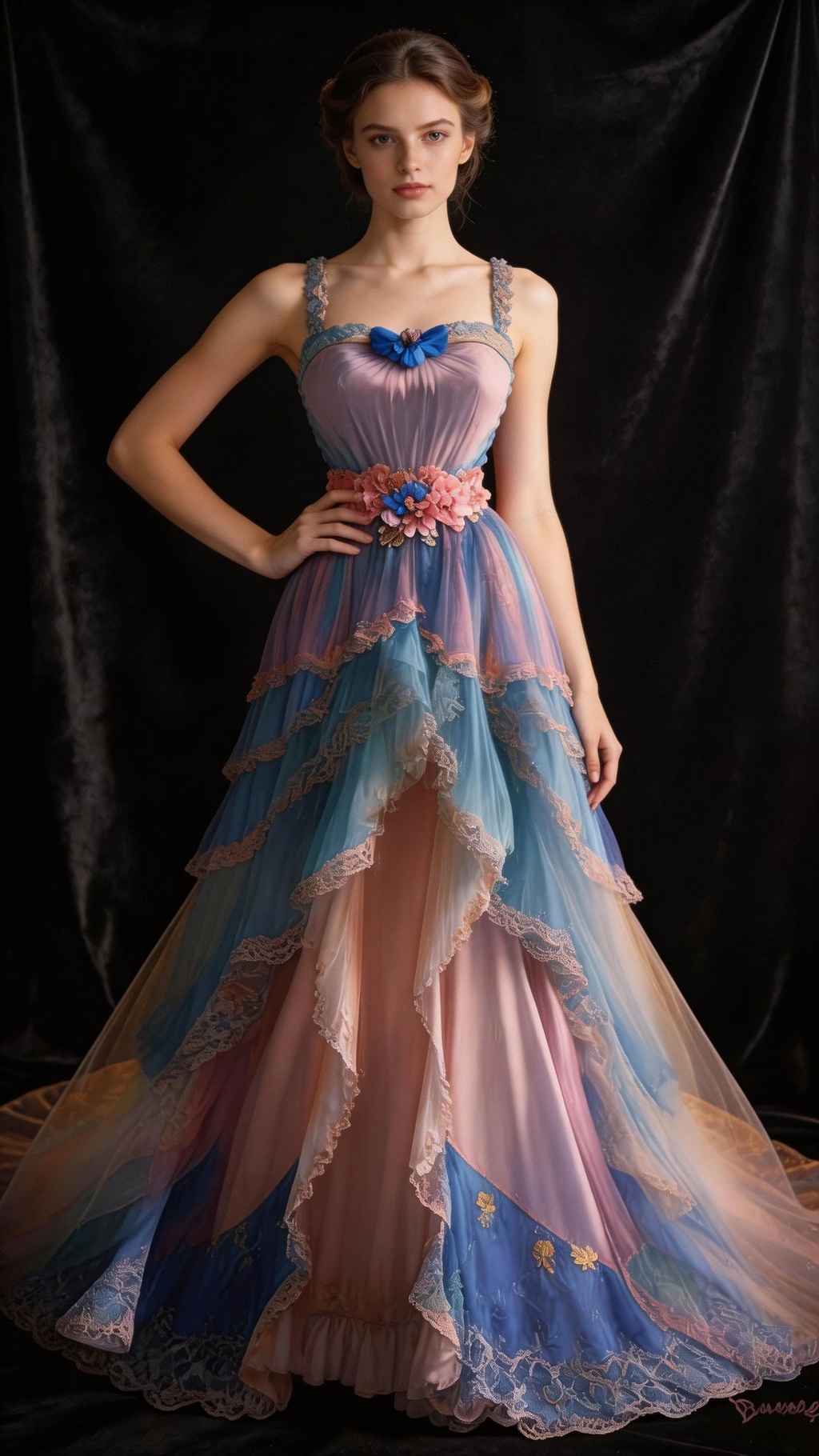 Fairy Colorful Tulle Lace Tiered Ball Gown Long Prom Dress Y7792 by simplepromdress