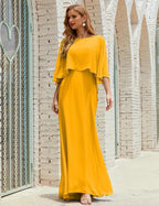 Sunnderly Bridesmaid Dress Women Long Sleeve V-Neck Chiffon Formal Wedding Party Dress SY28018 by numbersea