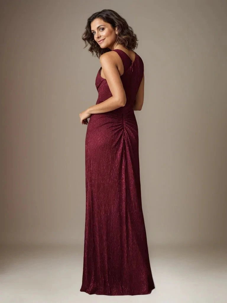 Ruby Sheath One Shoulder Metallic Mesh Dress Mother of the Bride Dress by Dreamylily