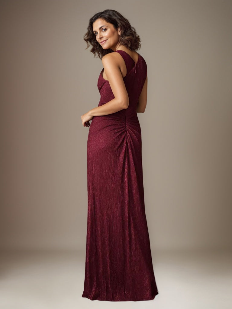 Ruby Sheath One Shoulder Metallic Mesh Dress Mother of the Bride Dress