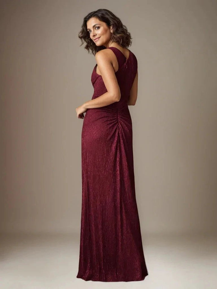 Ruby Sheath One Shoulder Metallic Mesh Dress Mother of the Bride Dress by Dreamylily