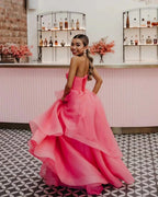 Elisa |Light Pink A Line Strapless Organza Prom Dress by KissProm