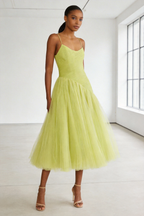 Vintage Green Tulle Muslim Evening Dress Women A Line Pleated Formal Prom Dress Party Gowns Y4880 by simplepromdress