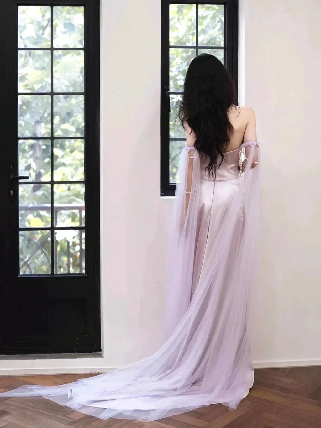 Light Purple Satin Long Evening Dress Sweetheart Prom Dress Y8312 by simplepromdress