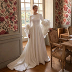 Ivory  Romantic A-Line Satin Wedding Dress 3D Rose Floral With Veil  SW661