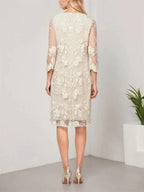 A-line Scoop Knee-Length Chiffon Lace Mother of the Bride Dress With Jacket by Dreamylily