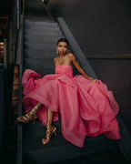 Elisa |Light Pink A Line Strapless Organza Prom Dress by KissProm