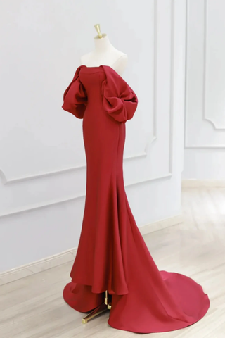 Charming Mermaid Satin Prom Dress Vintage Evening Dress Y4371