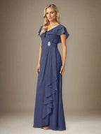 Stormy A-Line V-Neck Ruched Chiffon Dress by Dreamylily