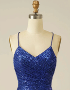Royal Blue Sheath Sequin Lace Up Homecoming Dress Y2844 by simplepromdress
