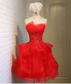 Charming A-line lace strapless short homecoming dresses Y1107 by simplepromdress