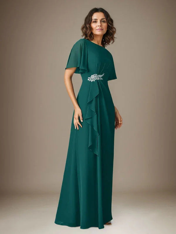 Dark Navy Sheath Beaded Chiffon Dress by Dreamylily