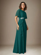 Dark Navy Sheath Beaded Chiffon Dress by Dreamylily