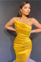Long Strapless Sleeveless Mermaid Prom Dresses with Split by BIZTUNNEL