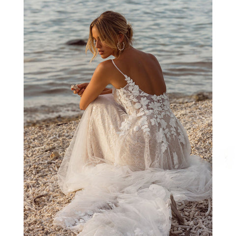VIKTORIA Trendy Wedding Dress For Bride Sweetheart Spaghetti Straps Buttons Robe De Mariée Women Personalized Customization
