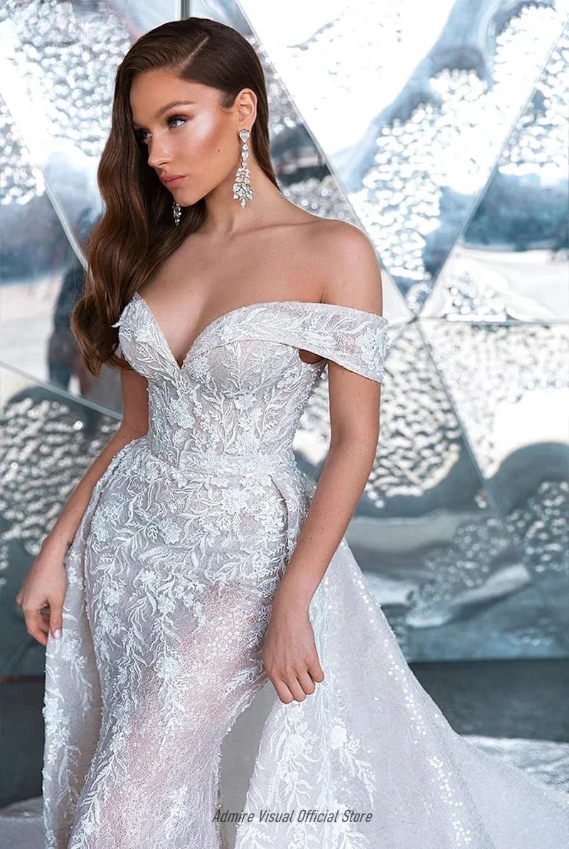 Newest Wedding Dress Mermaid 2 in 1 For Bride Sweetheart Neckline With Lace Apliques Custom Made Plus Sizes Vestidos De Novias by payinti