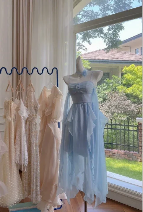 Simple Blue Spaghetti Straps Chiffon Homecoming Dress Party Dress Y8581 by simplepromdress