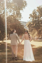 Obsessing Long White One Shoulder Sleeveless Beading Wedding Dress with Slit by misshow.com