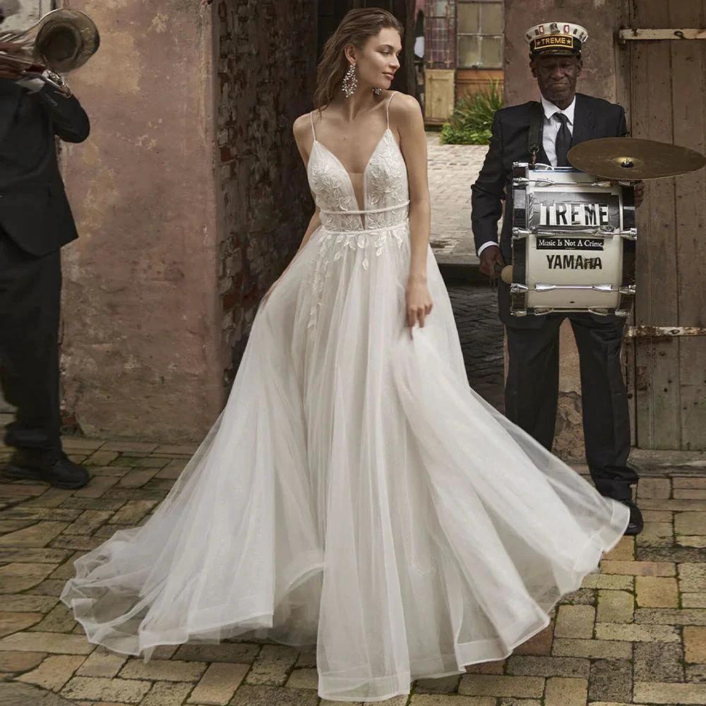 Pastrol Wedding Dress V-neck Tank Sleeveless 2023 For Women Bridal Vestidos De Noiva Custom Made Appliques Formal by payinti