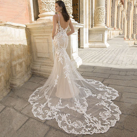 RODDRSYA Gorgeously Mermaid Wedding Dress For Bride Tulle Lace Appliques Court Train Sexy Wedding Gowns свадебное платье