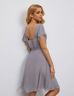 Numbersea U Back Homecoming Dress Formal Prom Dress Knee Length Short Sleeves Cocktail Party Dress 28077 by numbersea