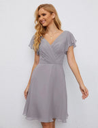 Numbersea U Back Homecoming Dress Formal Prom Dress Knee Length Short Sleeves Cocktail Party Dress 28077 by numbersea