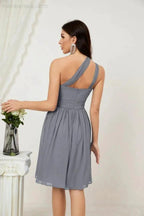 Numbersea Women Chiffon Short One Shoulder Bridesmaid Dress Formal Dresses for Party Homecoming 2804 by numbersea