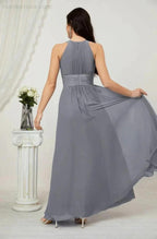 Numbersea Formal Party Gown Dress Chiffon Halter Long Sleeveless Bridesmaid Dresses 2802 by numbersea