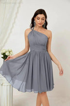 Numbersea Women Chiffon Short One Shoulder Bridesmaid Dress Formal Dresses for Party Homecoming 2804 by numbersea