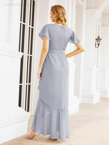 Numbersea Ruffled Bridesmaid Dresses Mermaid Formal Violin Evening Party Prom Gowns 28042