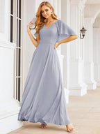 Numbersea Bridesmaid Dresses for Wedding Formal Evening Party Prom Gown with Cape 28050