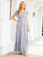 Ruffled Bridesmaid Dresses with Sleeves Long Formal Party Dress 28041 by numbersea