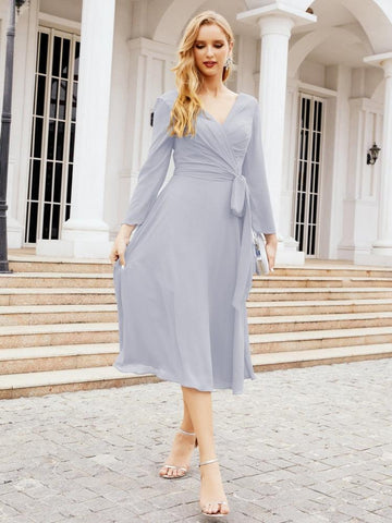Bridesmaid Dress V-Back Waist Belt Mother of the Bride Wedding Guest SY28031