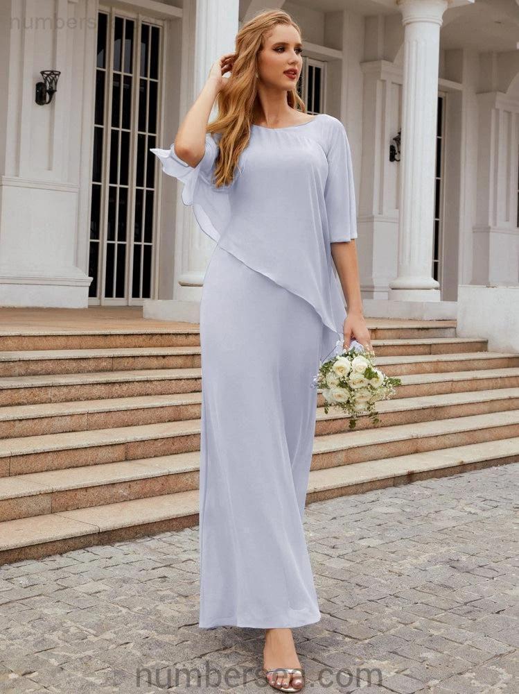 Sunnderly Formal Party Gown Dress Long Mother of The Bride Dresses with Ruffle Cape SY28026 by numbersea