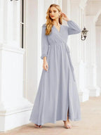 Sunnderly Women's Chiffon Bridesmaid Dress A line Long Sleeves Formal Evening Prom Gown for Wedding Guest SY28032 by numbersea