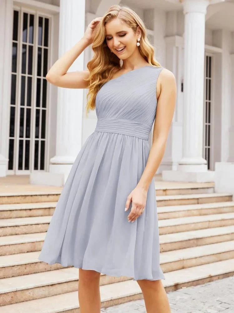 Numbersea Homecoming Dress One Shoulder Pleated Short Formal Prom Gowns 28046 by numbersea