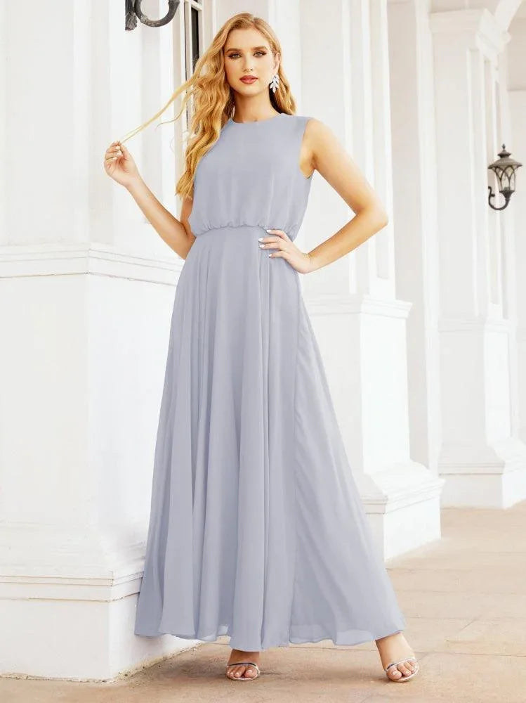 Numbersea Sleeveless Long Bridesmaid Dress A line Formal Evening Prom Gown 28025