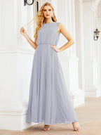 Numbersea Sleeveless Long Bridesmaid Dress A line Formal Evening Prom Gown 28025