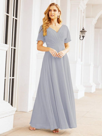 Numbersea Formal Prom Gowns for Mother of The Bride Short Sleeves Bridesmaid Dress 28049